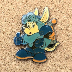 Vintage Rocket Knight Adventures pin: Rocket Knight Sparkster enamel pin
