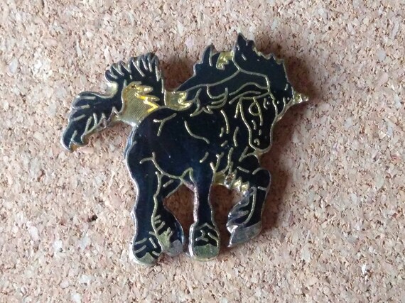 Vintage Unicorn pins: Red & black unicorn enamel … - image 3