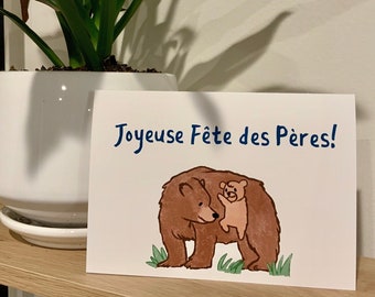 ¡Papá Oso y Cachorro Joyeuse Fête des Pères! Tarjeta (Descarga Digital)