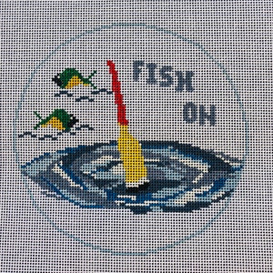 Hand Painted Needlepoint- Fish On Round Ornament