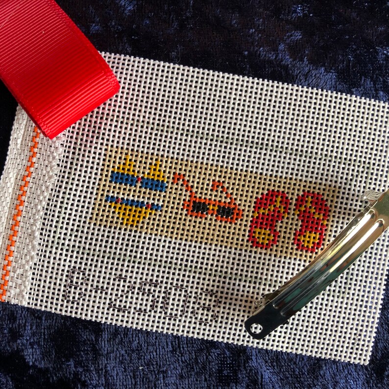 Hand painted Needlepoint Beach Attire Barrette or Mini Key Fob 18 count canvas