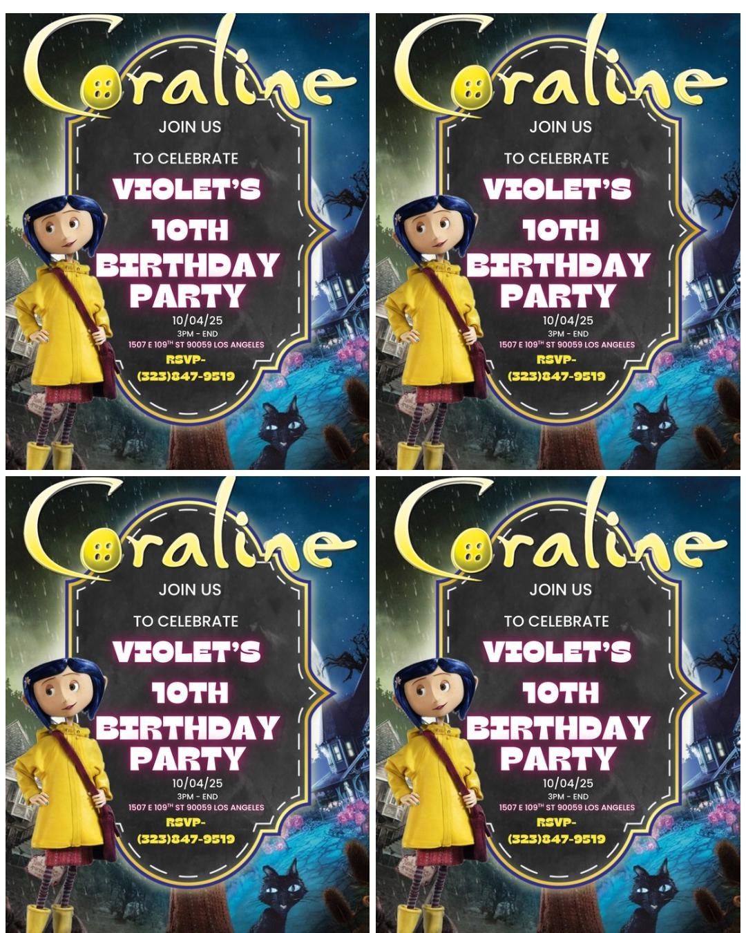 Coraline Birthday Invitations - Etsy