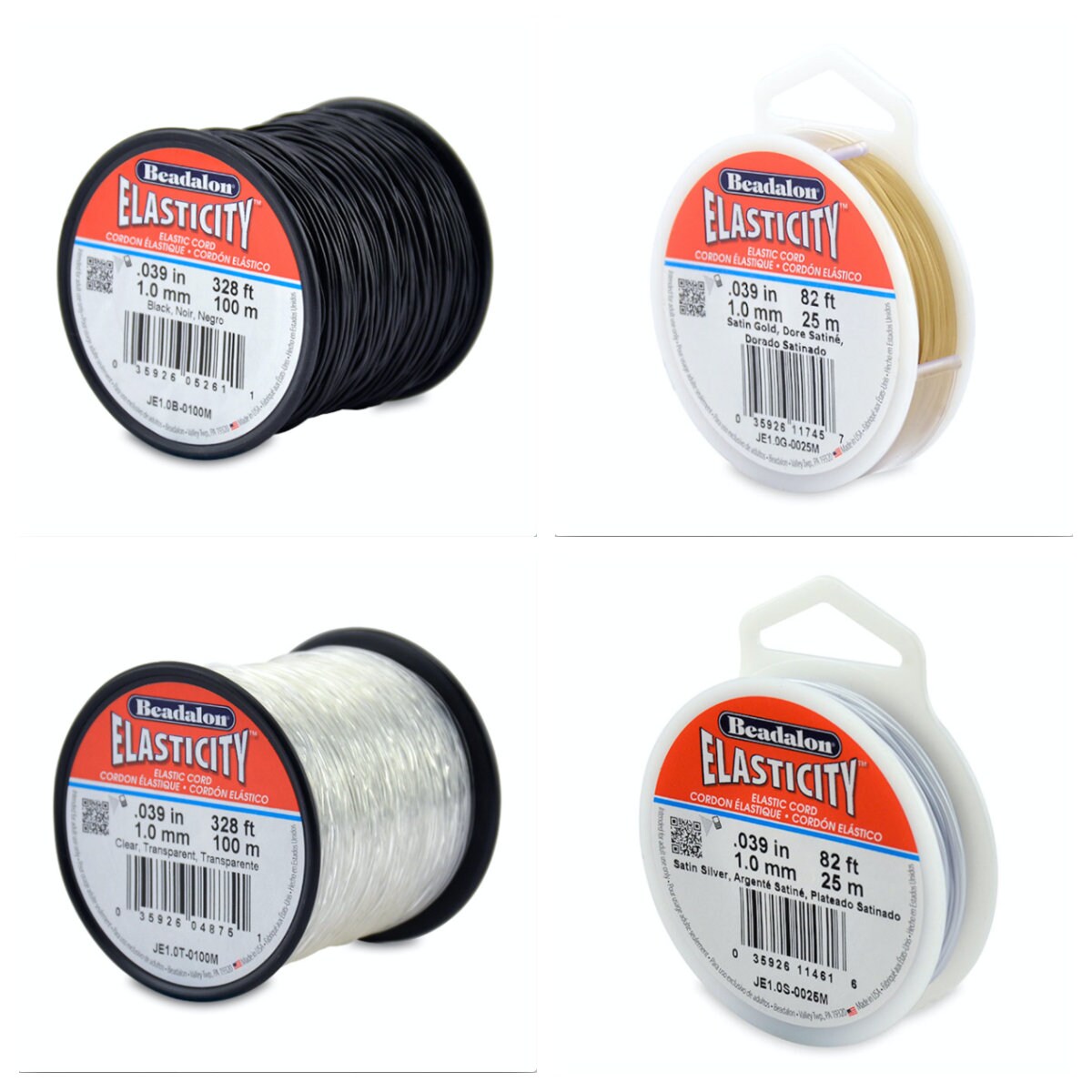 Elasticity, 0.8 mm (.032 in), Black, 100 m (328 ft)