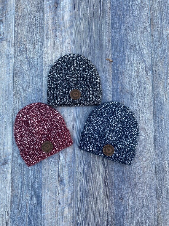 Speckle beanie /W leather patch