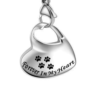 Forever In My Heart Paw Cremation Necklace, Urn, Ashes, Pet, Furbaby, Keepsake, Memorial, Love