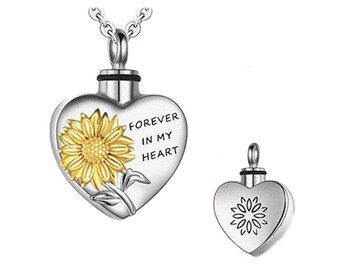 BEILIN Sunflower Urn Necklaces for Women 925 Sterling Silver Keepsake Memorial Cremation Jewelry Pendant Necklace for Ashes