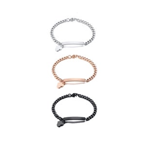 3 Colors - Bracelet With Heart Charm, 3 Colors, Black, Rose Gold & Silver