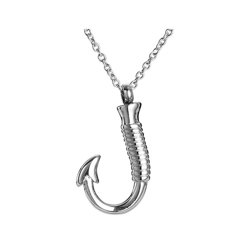 Fish Hook Cremation Pendant Necklace Urn Ashes Keepsake Etsy