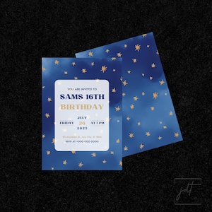 Star Party Invitation Template | Celestial Editable Invite | Canva Download | Digital 5x7 Birthday Invitation