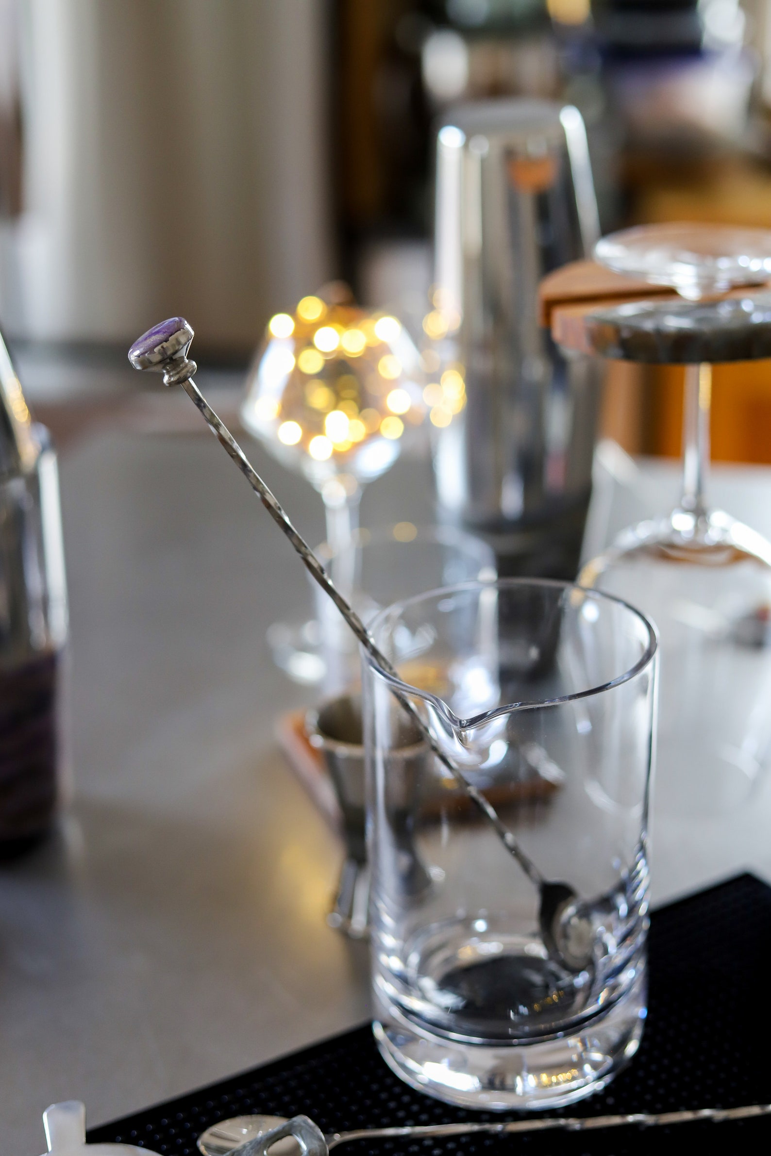 Cocktail Mixing Glass & Bar Spoon with muddler. Resin. Etsy