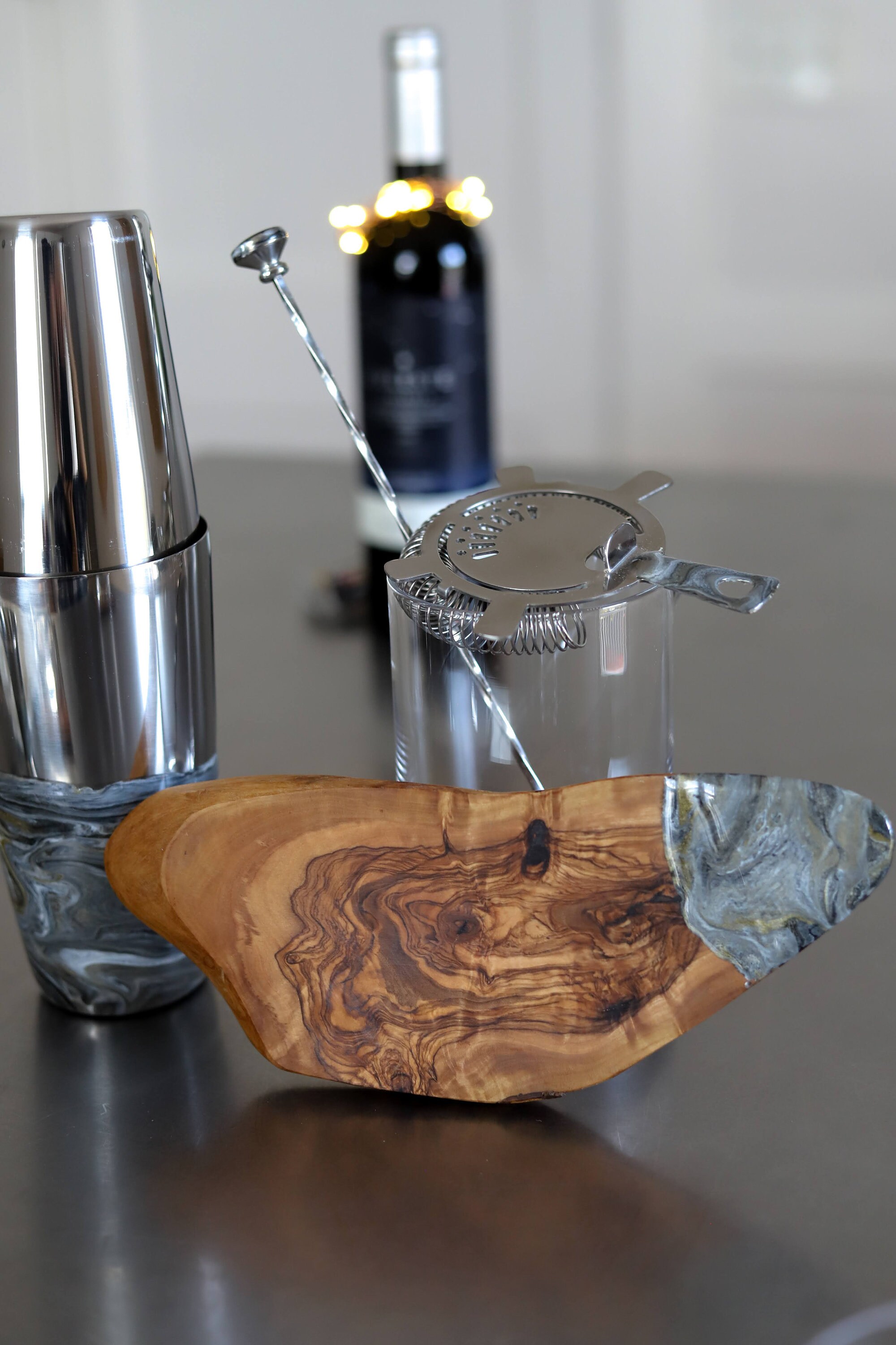 Bar Board. Natural Olive Wood. Resin. Handcrafted Etsy