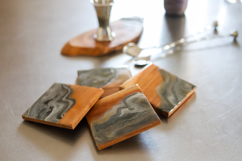Bar Wood Coasters Resin Handcrafted