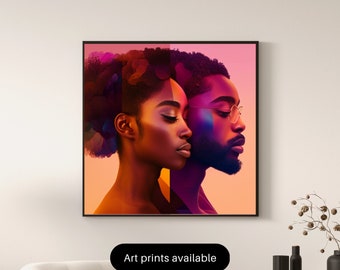 Black Couple Printable Wall Art - Romantic Home Decor - Diversity & Inclusion Art, Right