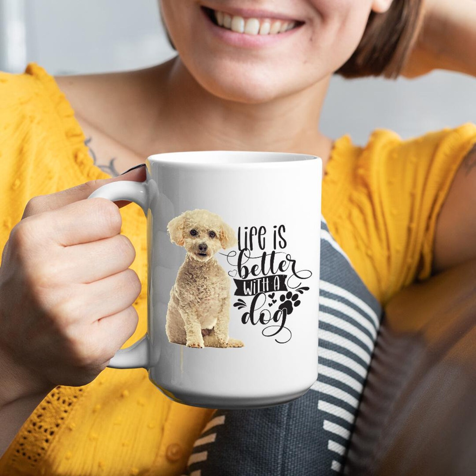 La vida es mejor taza de café blanco maltés Etsy