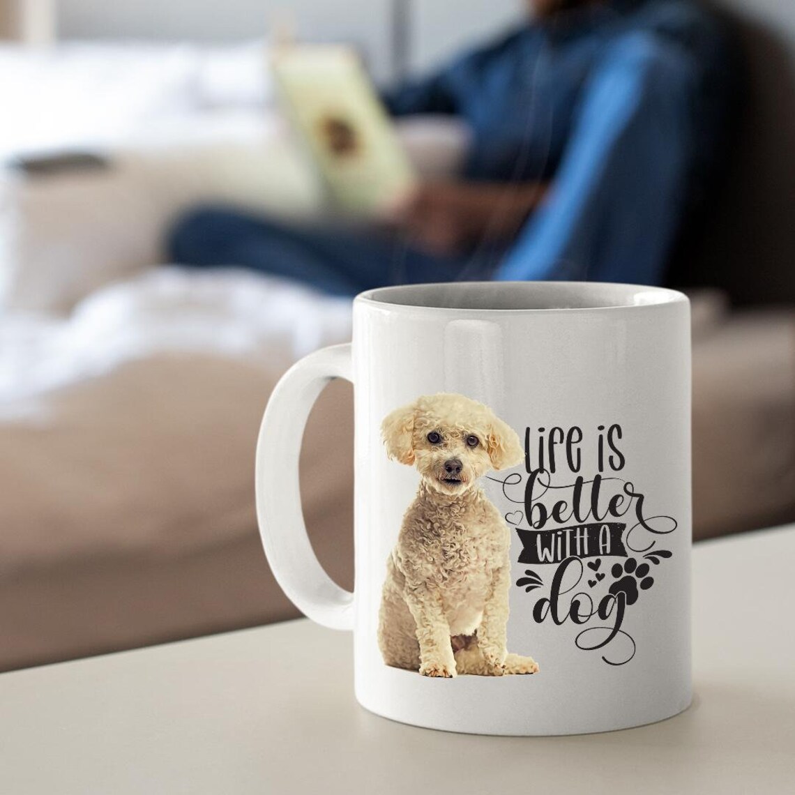 La vida es mejor taza de café blanco maltés Etsy