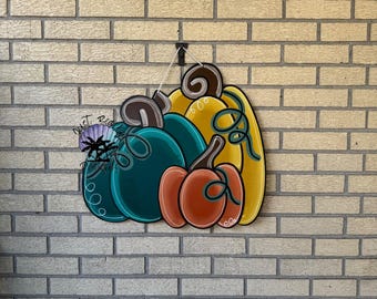 Pumpkin Trio Door hanger Holiday | Joy |