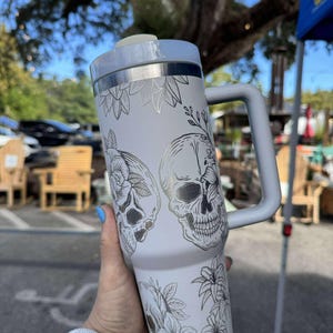 Skulls and Roses Engraved 40 oz Unbranded Tumbler