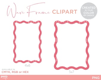 Wave Frame SVG: Scallop Wedding Invitation Cut File (4x6, 5x7)
