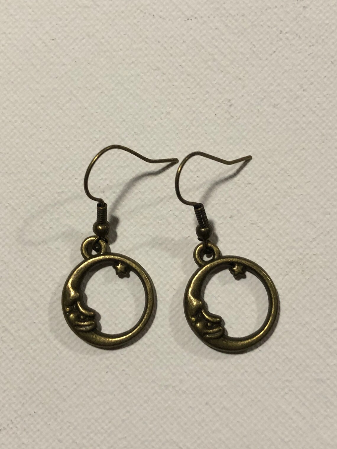 Antique Bronze Moon Earrings Etsy