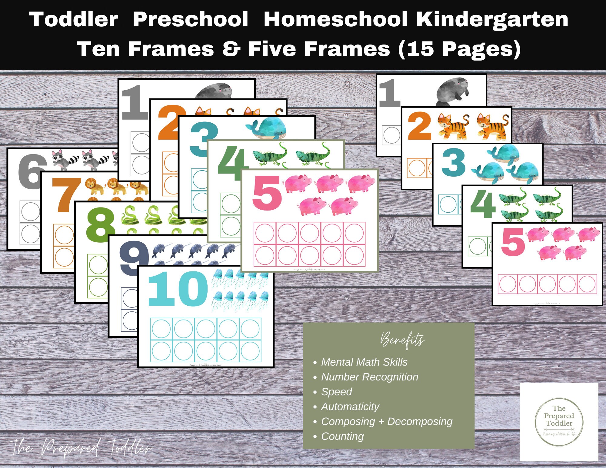 Ten Frames & Five Frames Toddler Worksheets Homeschool | Etsy