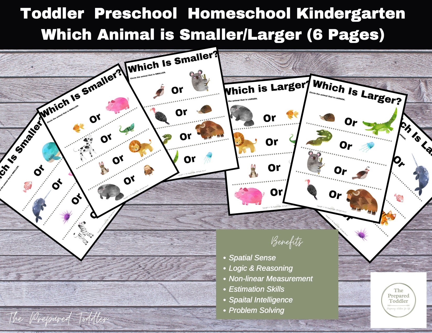 Which Animal is Larger/Smaller? Worksheets, Homeschool, Math, Counting, numbers, Busy Book, Kindergarten, 123, Numeracy, Early Learning,