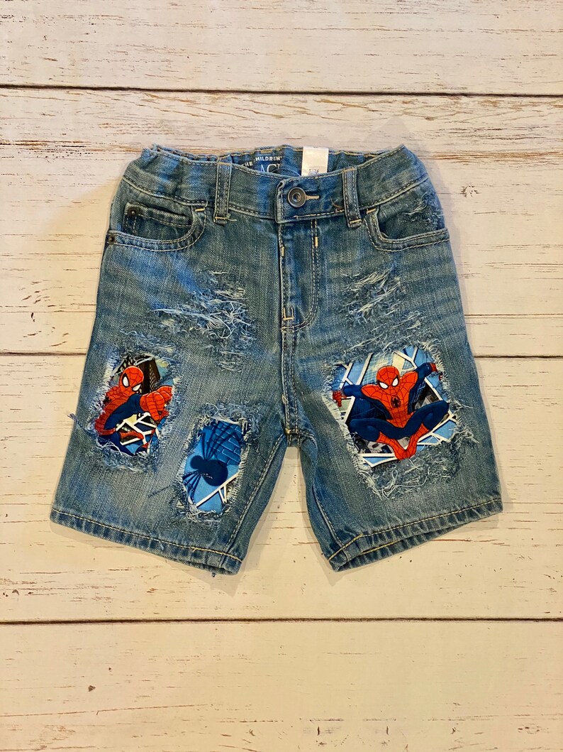 Custom Spider-Man Jeans Spider-Man Distressed Jeans Spider-Man Outfit Spider-Man Frayed Jeans Spider-Man Birthday