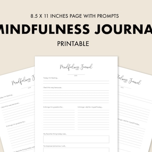 Mindfulness Journal Digital Printable Etsy