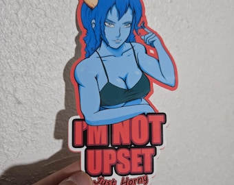 Demon Girl Sticker | Not Upset Just Horny | Funny Anime Vinyl Decal