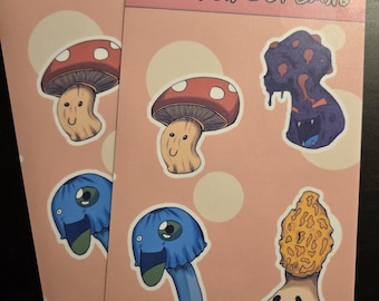 Fungi Gang 4"x6" glossy mushrooms sticker sheet