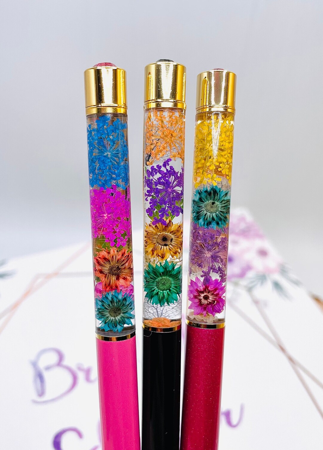 Herbarium Floral Ballpoint Pen / Liquid Floral Float Pen / Float Pens