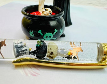 Witchcraft Pen / Black Magic / Oddities / Halloween / 3D Miniatures / Snow Globe / Custom Pens / Cute Pens / Gift for Her / Gift for Him