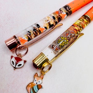 Fox Float Pen / Cute Pens / Custom Pens / Gift for Her / Fox Gift / Friend Gift / Personalized Gift / Snow Globes / Stocking Stuffer / Pens