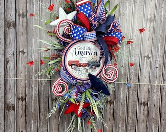 Patriotic wreath for front door, July 4th wreath, Independence Day Wreath, Patriotic wreath door decor, Memorial Day wreath