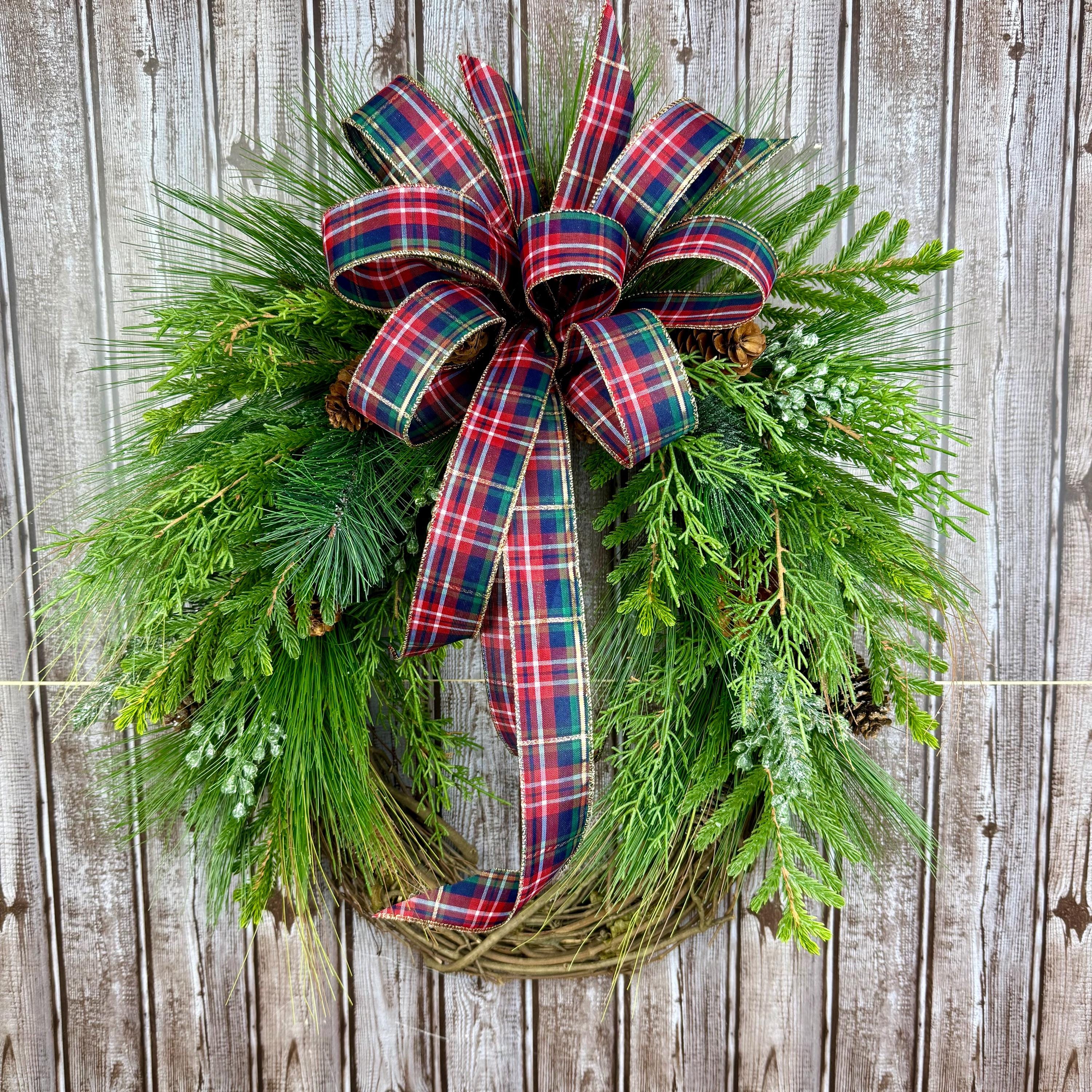 20 Christmas Wreaths for Your Front Door 11 Christmas wreath for front door, evergreen grapevine wreath, pine…