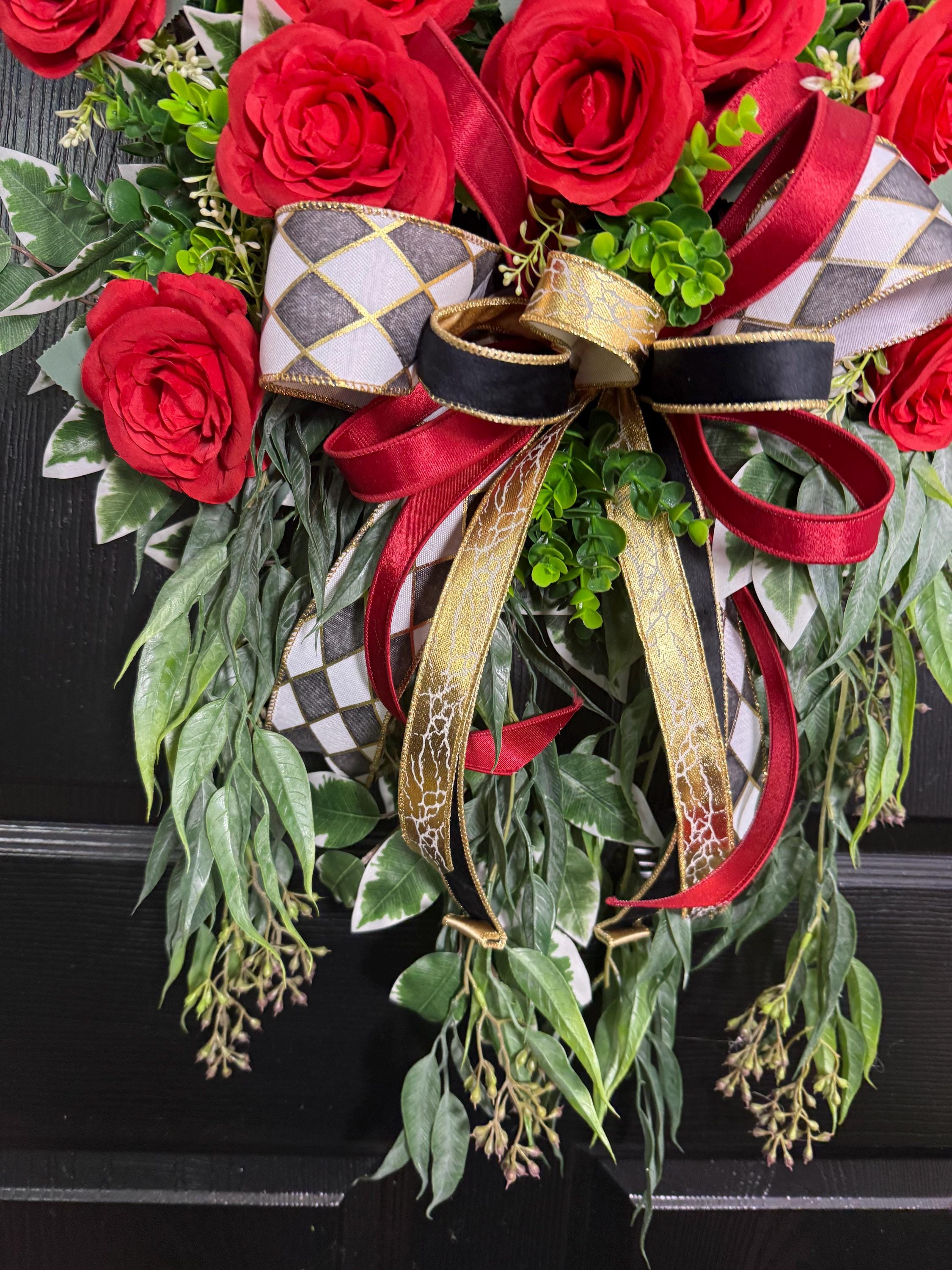 Derby Wreath, Horseshoe Wreath, Red Rose Door Wreath, Kentucky Derby ...