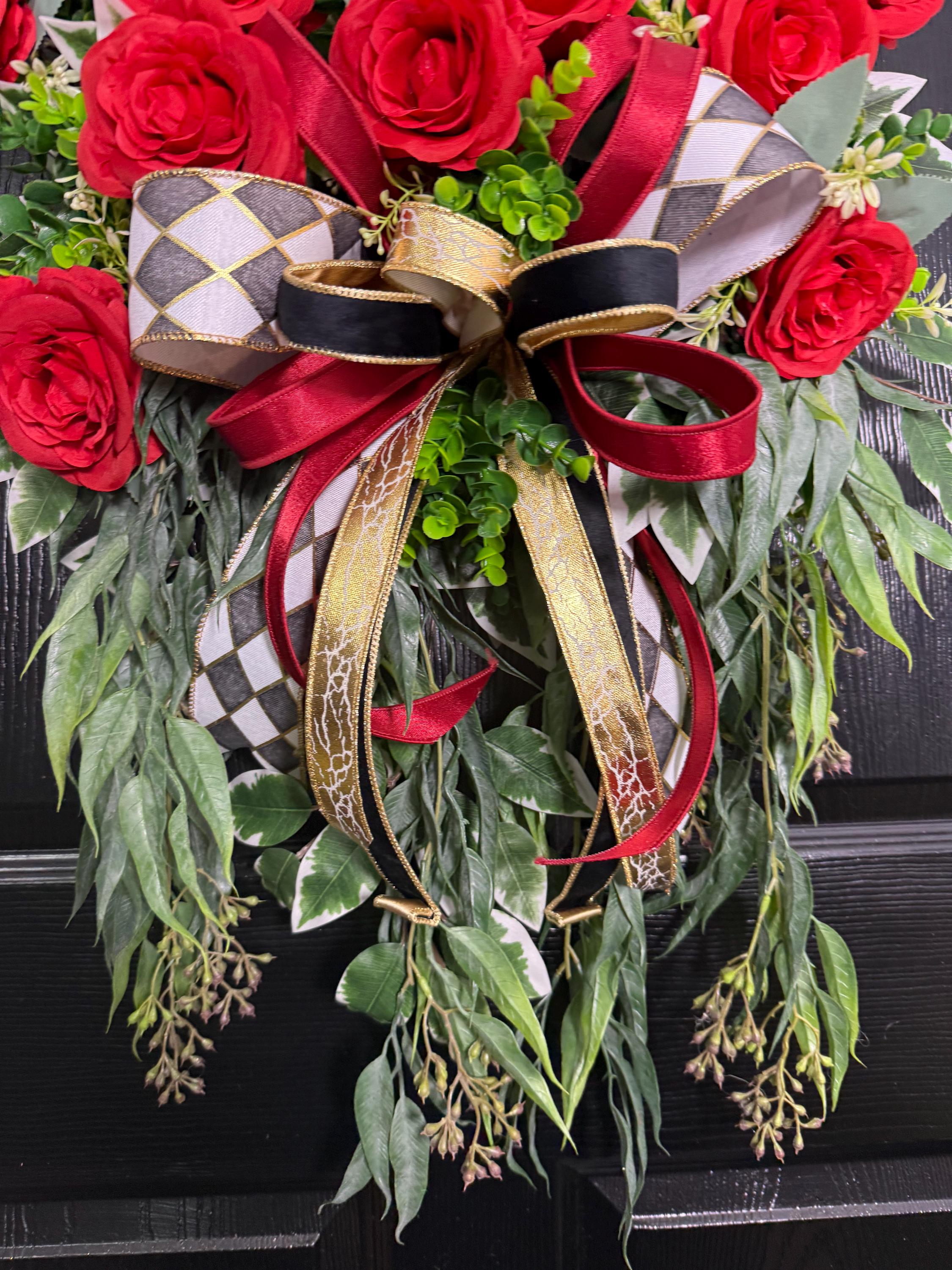 Derby Wreath, Horseshoe Wreath, Red Rose Door Wreath, Kentucky Derby ...