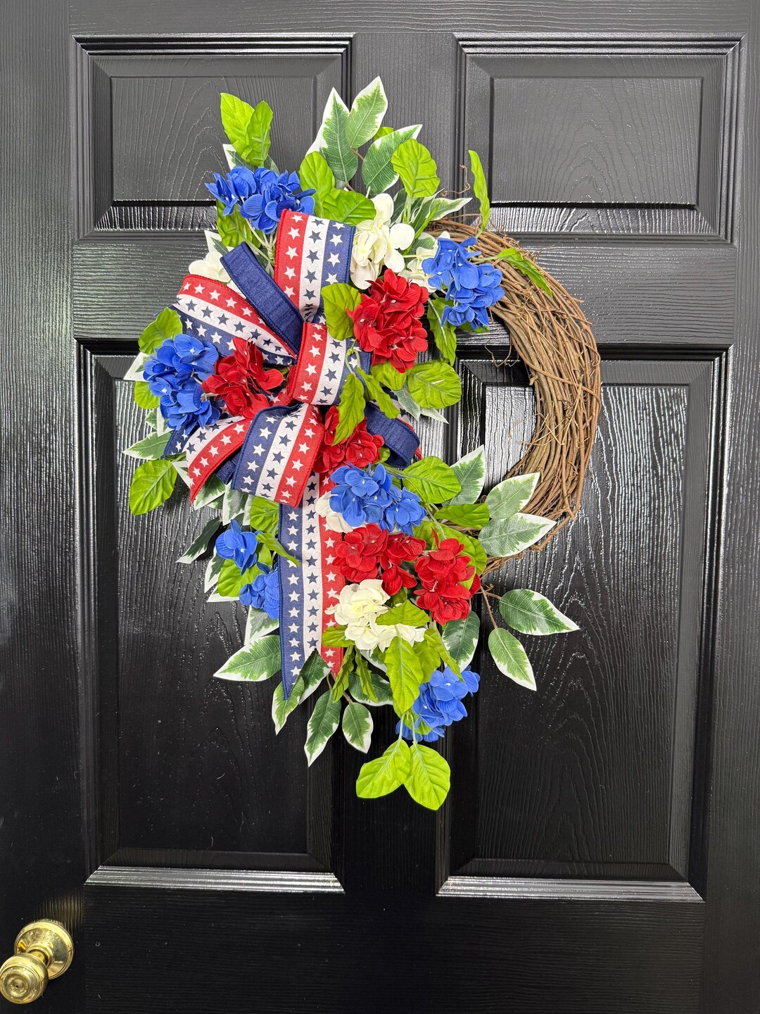 Patriotic Grapevine Wreath, Fourth of July Door Wreath, Americana Front ...