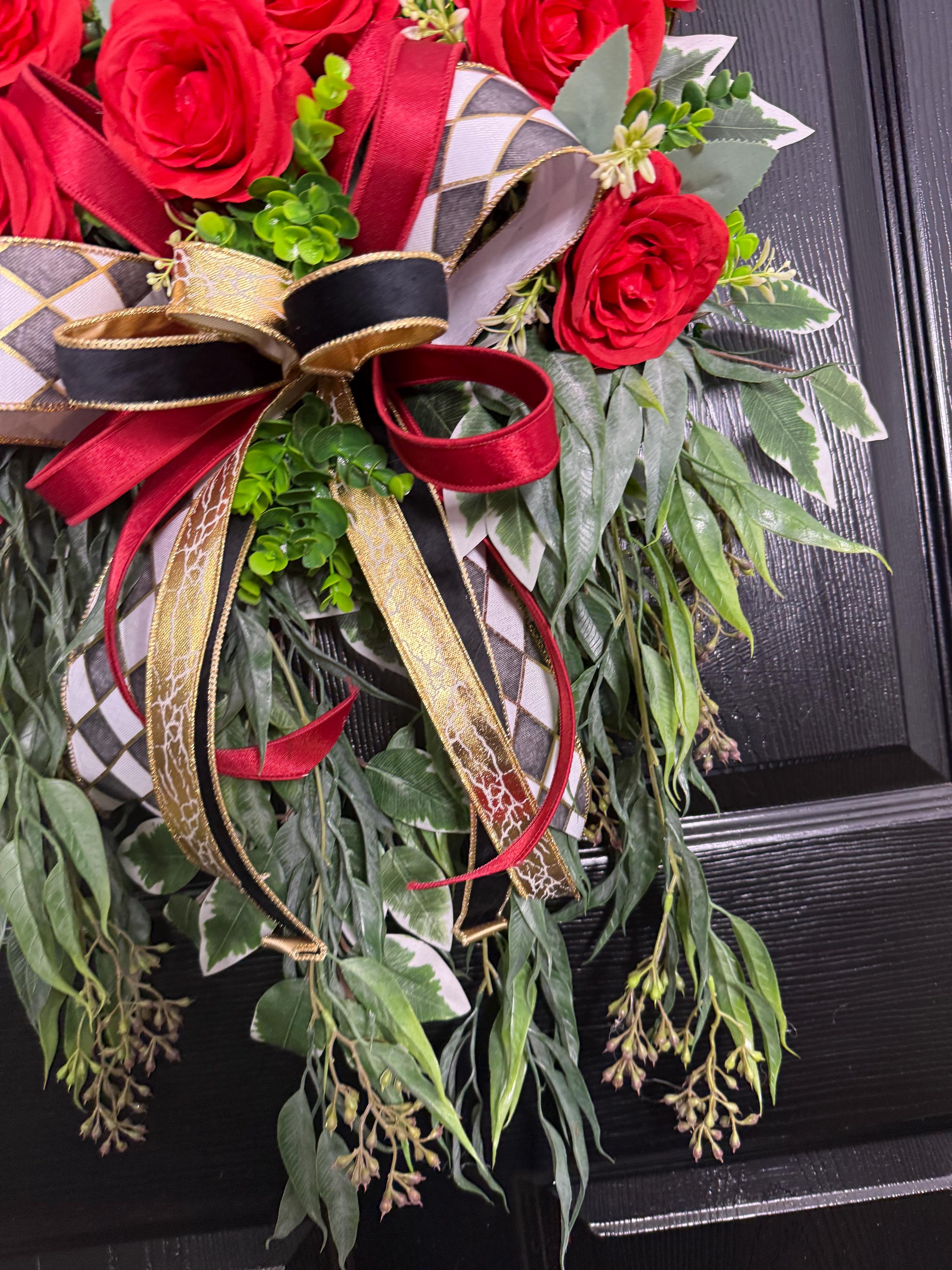 Derby Wreath, Horseshoe Wreath, Red Rose Door Wreath, Kentucky Derby ...