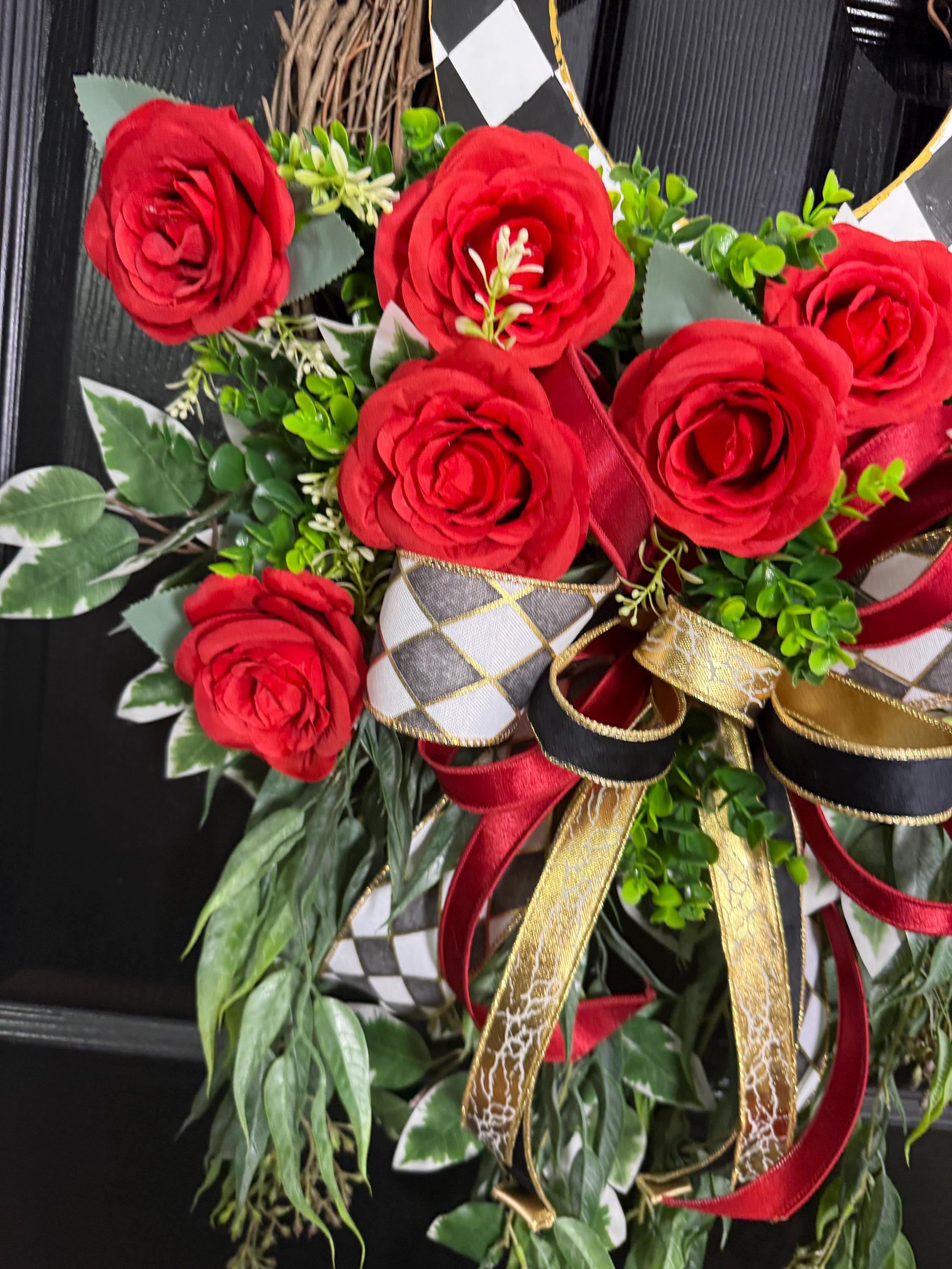 Derby Wreath, Horseshoe Wreath, Red Rose Door Wreath, Kentucky Derby ...