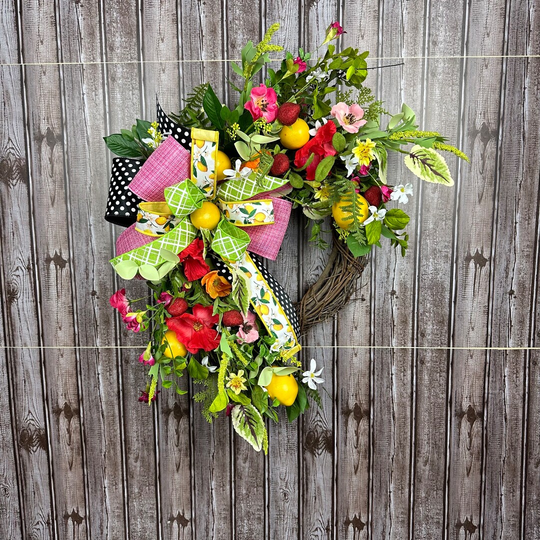 Strawberry Wreath, Lemons Wreath, Summer Wreath, Strawberry Decor ...