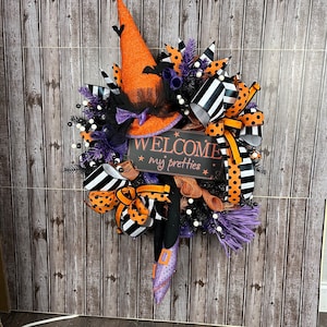 Halloween wreath, witch wreath, Halloween witch wreath