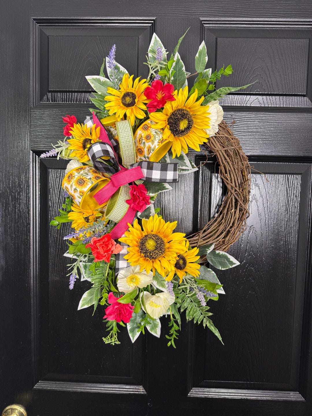 Sunflower Wreath for Front Door, Summer Wreath, Spring Sunflower Wreath ...