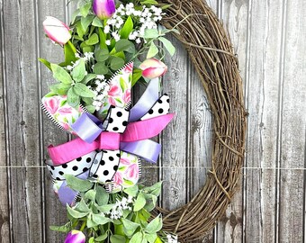 Tulip wreath, spring wreath, Mother’s Day wreath, floral wreath, mother day gift