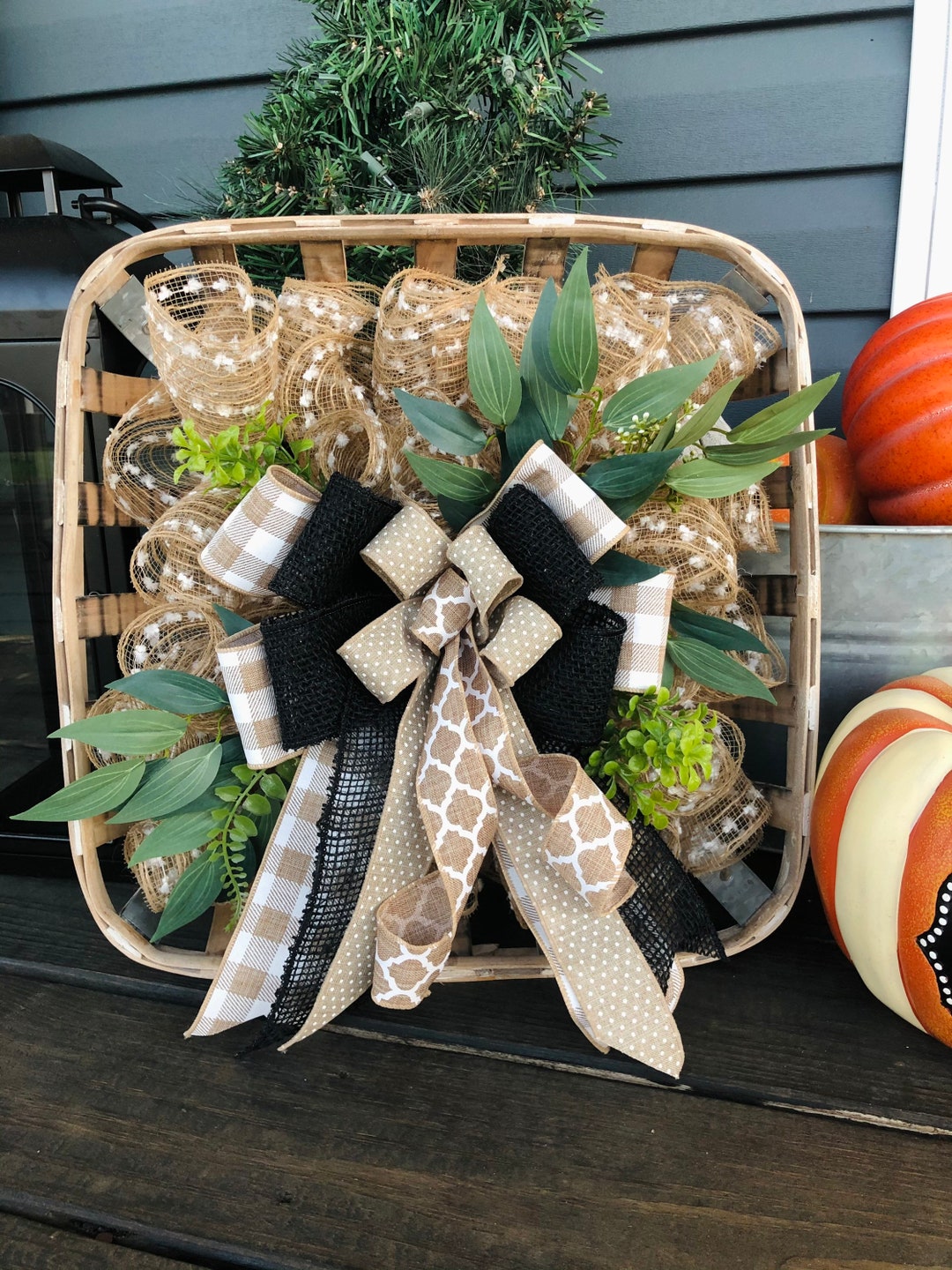 Everyday Wreath Farmhouse Tobacco Basket Basket Wreath - Etsy