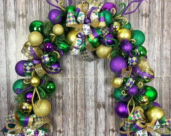 Mardi gras Garland, Mardi gras wreath, Mardi gras garlands, Mardi gras , Mardi gras decorations, Mardi gras decor, mesh Mardi gras