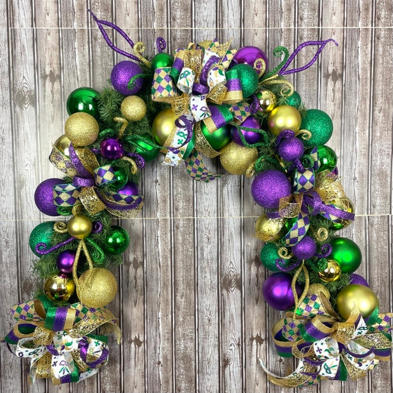 Mardi Gras Decor, Mardi Gras Garland, Mardi Gras, Garland, Wreath