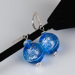 Genuine Venetian Murano Glass earrings designer unique earrings dangling earrings aqua blue silver earrings glass earrings Valentines gift