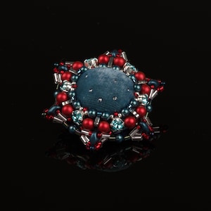 Vintage inspired brooch beaded brooch beaded pin dress pin velvet brooch medal brooch turquoise classic brooch gift for Mom