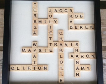 Personalized Scrabble Tile Frame - Scrabble Tile Framed Wall Art - Family Name Scrabble Frame - Mother's Day Gift - Grandparent Gift
