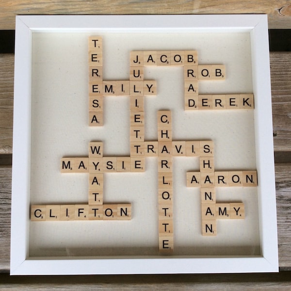 Cadre pour nom de tuile de Scrabble - cadre de famille de Scrabble - cadre de nom de famille de Scrabble - cadeau de fête des mères - cadeau de grands-parents - cadeau personnalisé